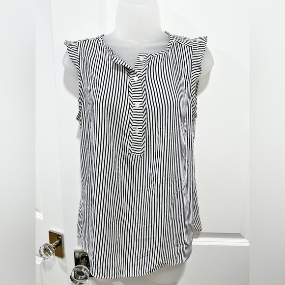 LOFT Tops - LOFT Black and White Striped Blouse MP